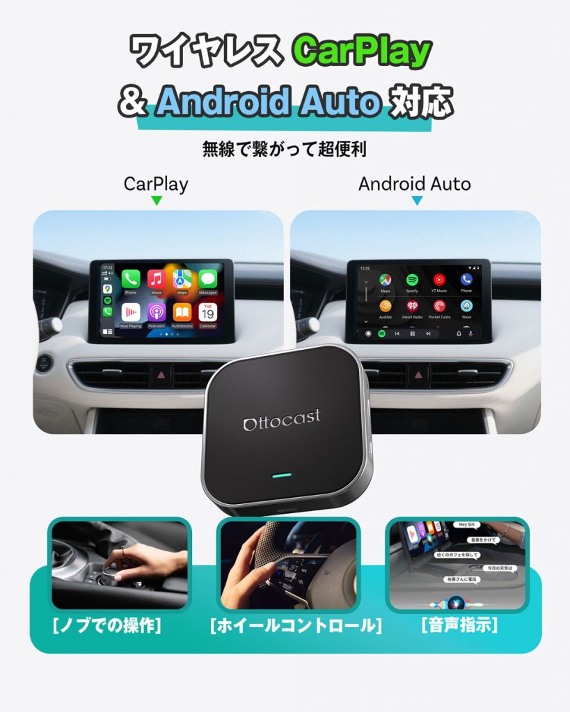 【商品限定！特典プレゼント付き♪】正規販売店 Ottocast [ PCS55-T ] OTTOAIBOX E2 オットキャスト CarPlay AI Box ワイヤレス P3廉価版モデル-4