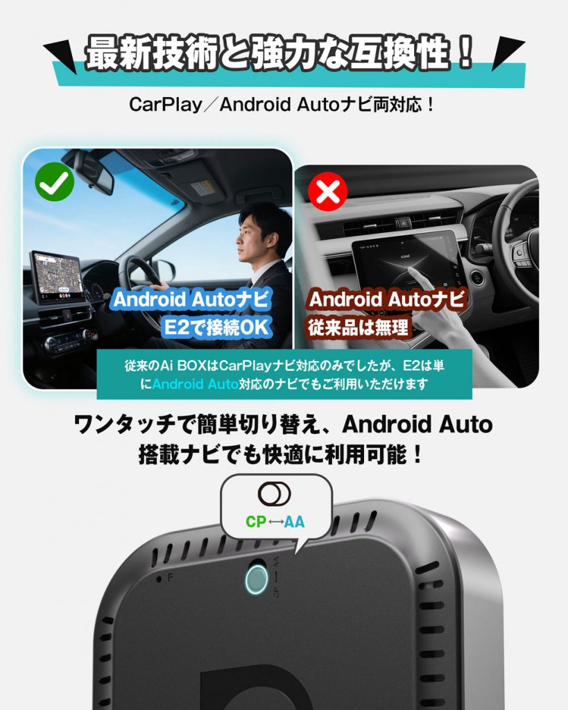 【商品限定！特典プレゼント付き♪】正規販売店 Ottocast [ PCS55-T ] OTTOAIBOX E2 オットキャスト CarPlay AI Box ワイヤレス P3廉価版モデル-6